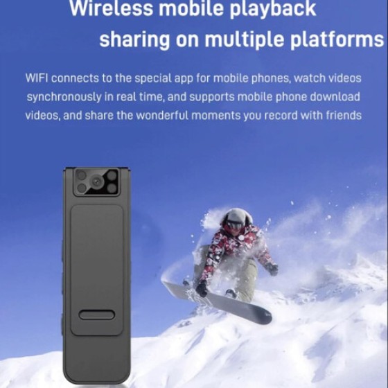 Kamera Aksi Wearable untuk Pelacakan Olahraga, Kamera dengan Reduksi Kebisingan dan Perekaman Audio (WiFi + 32GB)